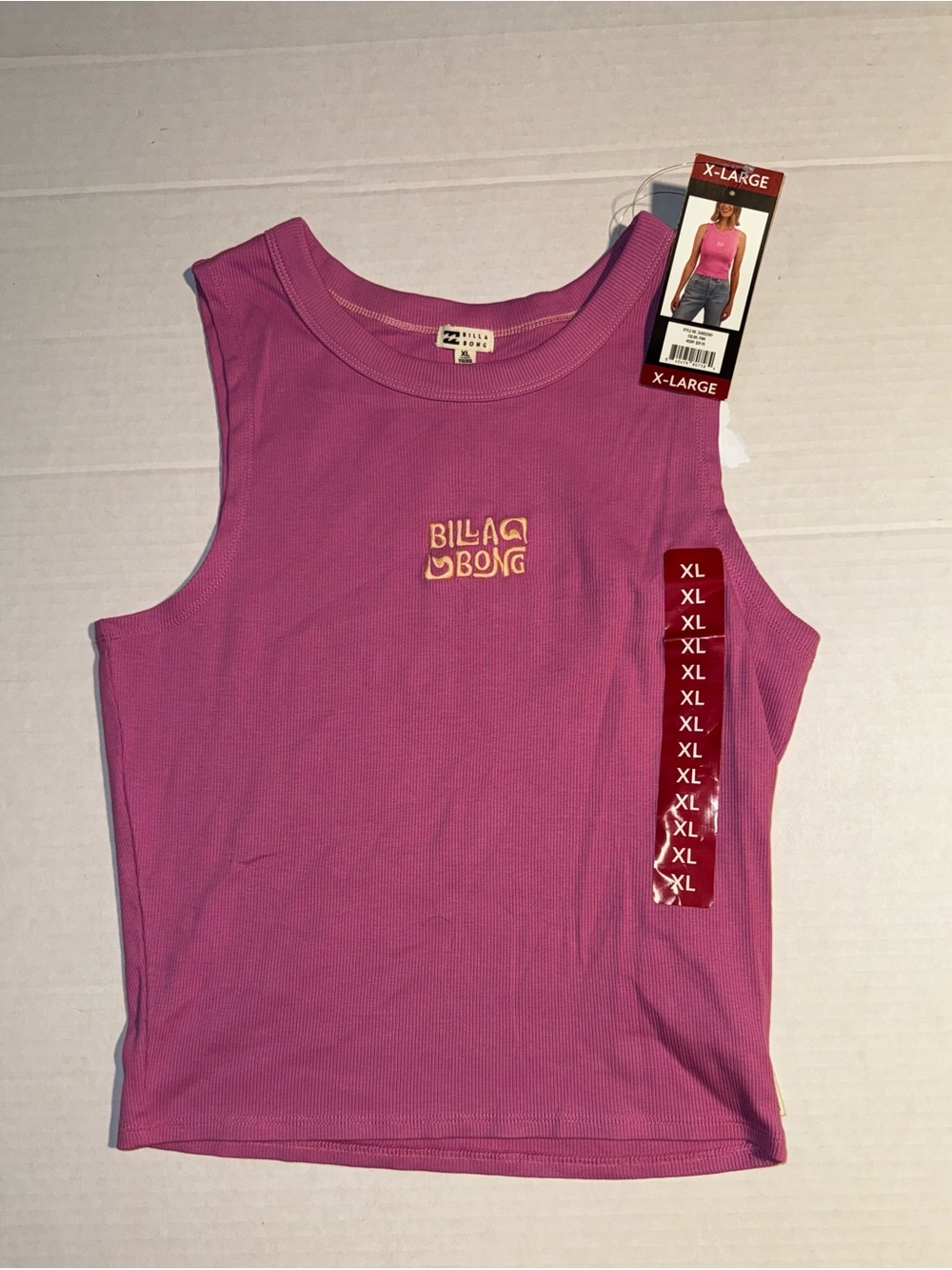 Billabong Pink Ribbed Logo Tank Top